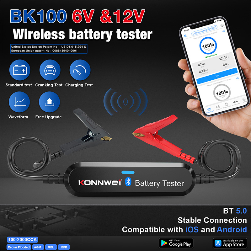 Battery Load Tester - KONNWEI BK200 BK100 6V-12V-24V Autobatterietester Bluetooth