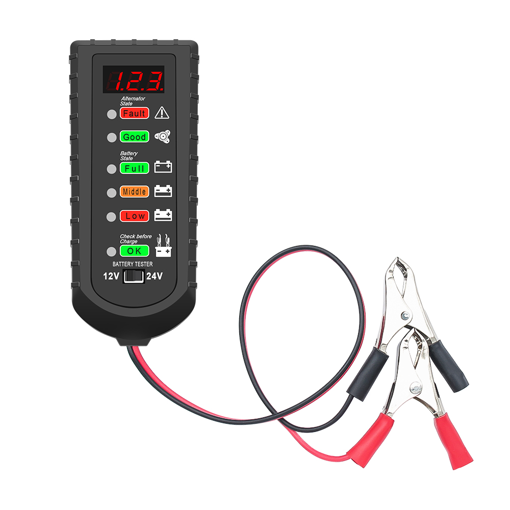 Battery Load Tester - 12V 24V Autobatterietester mit LED-Anzeige, Lichtmaschinen-Tester,