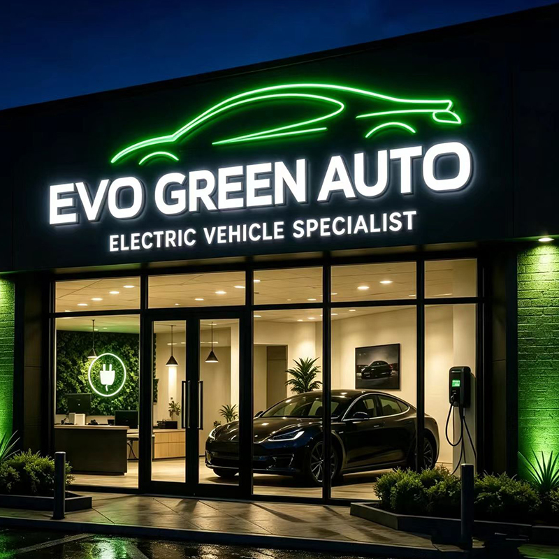 Auto Repair Shop Logo Design - Individuelles LED-Hintergrundbeleuchtetes Buchstaben-Schild für Außenbereich, Wasserdicht,
