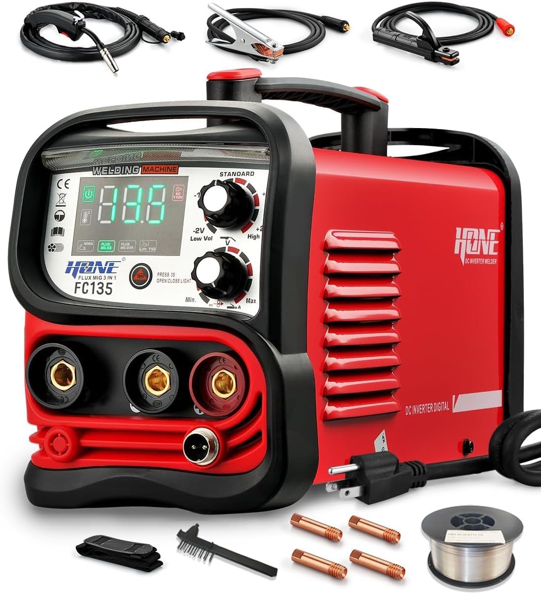 Tig Welder Machine - 135 Ampere FC135 flussmittelkerntes MIG/Stick/Lift-Tig-Schweißgerät mit