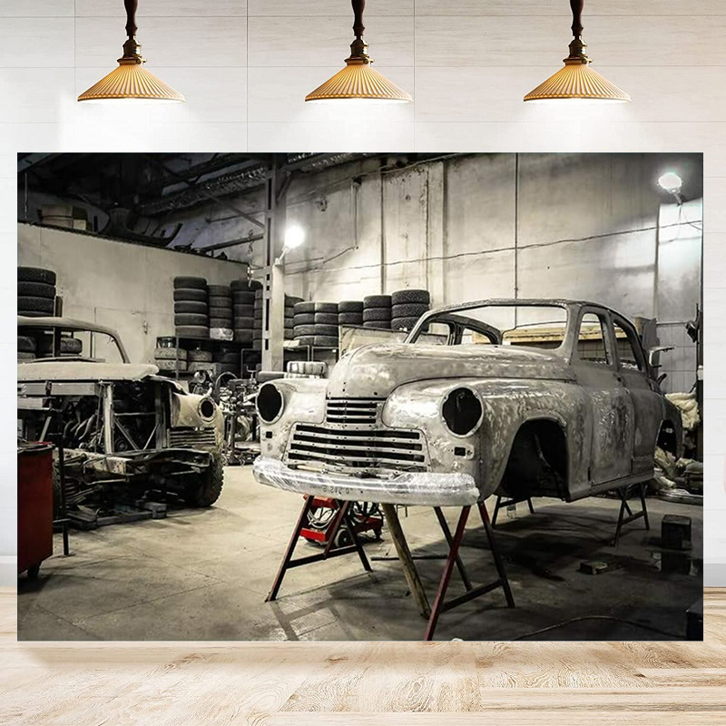 Auto Repair Shop Background - Autoreparaturwerkstatt Reifenlichter Fotografie-Hintergründe Studio-Hintergrund Dekorationsbanner