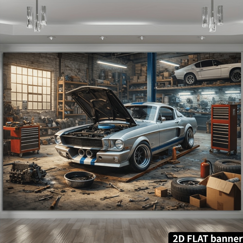 2D-Flachbild-Hintergrundstoff  – Auto Repair Shop Background Bewertung und Preis