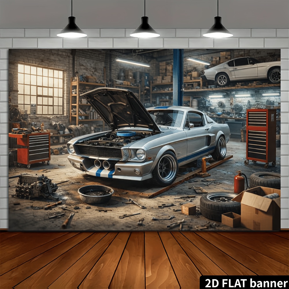 2D-Flachbild-Hintergrundstoff  – Auto Repair Shop Background Bewertung und Preis