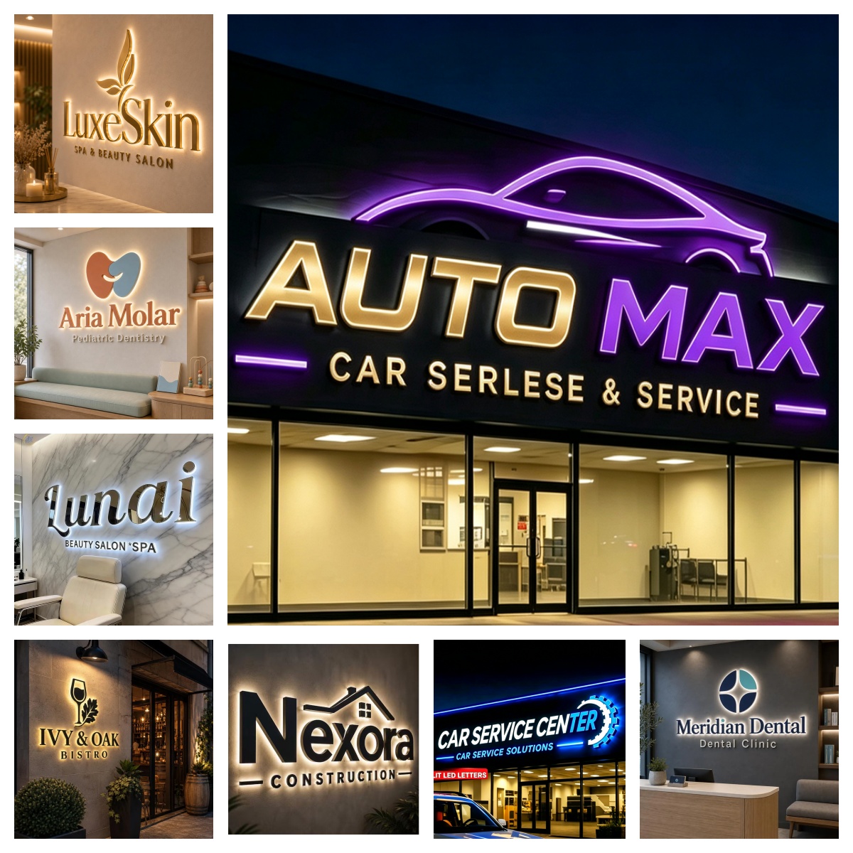 3D Individuelles LED-Beleuchte – Auto Repair Shop Logo Design Bewertung und Preis
